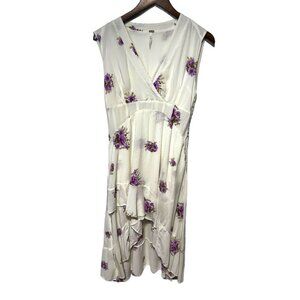 Free People White High Low Floral Print Dress Size 8